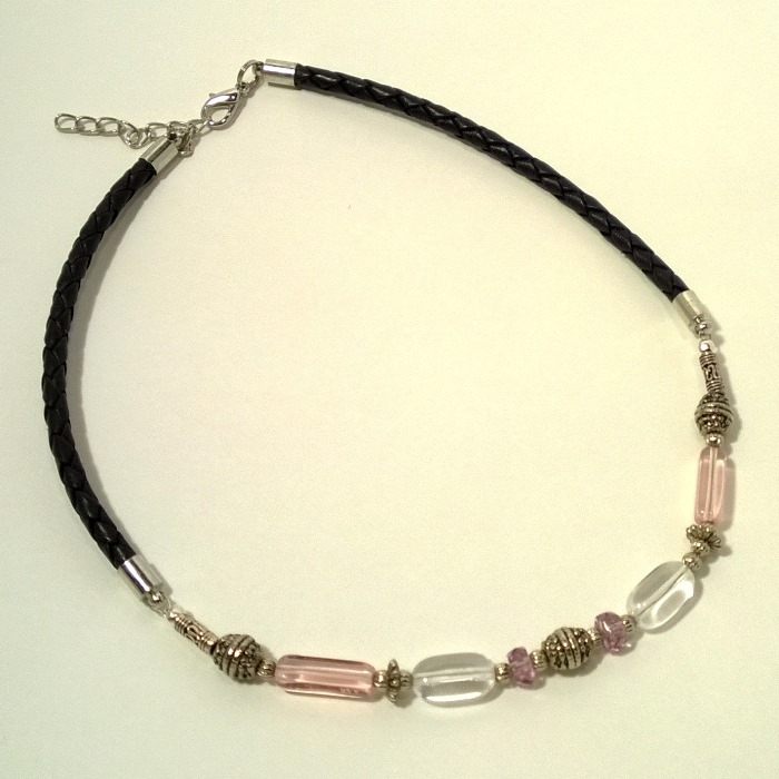 Pretty in Pink Leather Braid Choker